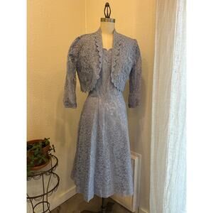 Form Fit Women’s Large Vintage Lace Dress with Matching Bolero Jacket